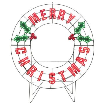 Glenhaven, Christmas Wreath 40" LED Red & Green "Merry Christmas"