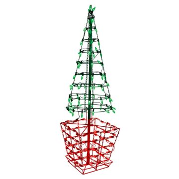 Glenhaven, Tree Topiary Green & Red Twinkle, 4'