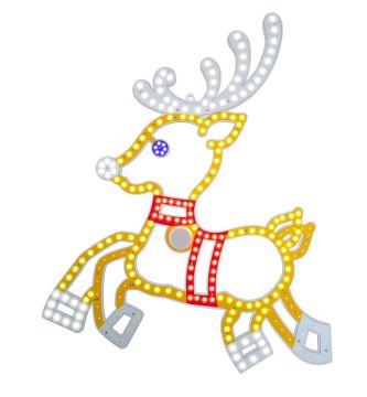 Prancing Reindeer, Motion, Red White and Gold Twinkle, 24"