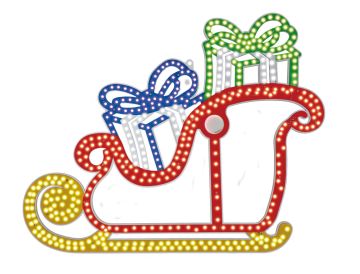 Sleigh with Presents, Motion, Red White Blue & Yellow, 24"