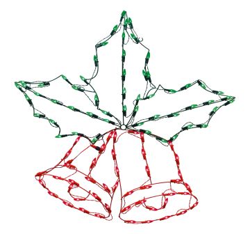 Glenhaven Home & Holiday LED Lighted 36" Bells with Holly and Berries