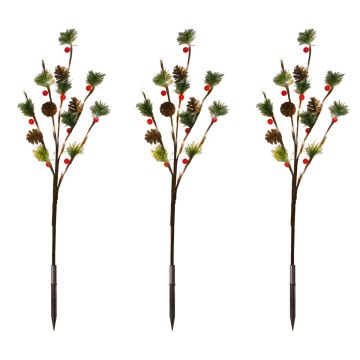 Glenhaven Home & Holiday LED Lighted 30" Austrian Pine Branches with Berries and Pinecones (3 Pack)