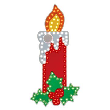 Glenhaven Home & Holiday Hi-Vibrant LED Lighted 16" Candle with Holly and Berries