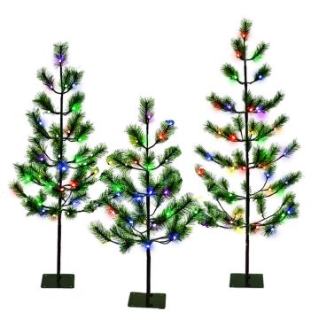 Glenhaven Home & Holiday LED Lighted 3', 4', 5' Austrian Pine Tree (3 Pack)