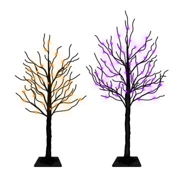 Glenhaven Home & Holiday LED Lighted 4' and 5' Black "Spooky" Twig Tree (2 Pack)