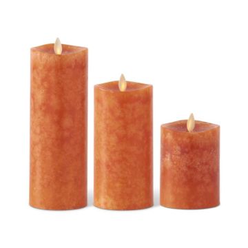 K&K Interiors Orange Wax Indoor Pillar Luminara Candle