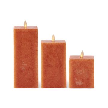 K&K Interiors Orange Wax Indoor Square Luminara Candle