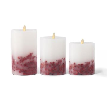 K&K Interiors White Wax Berry Indoor Pillar Luminara Candle