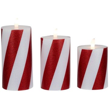 K&K Interiors Thick Candy Striped Wax Indoor Pillar Luminara Candle