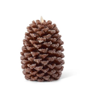 K&K Interiors Brown Wax Snowy Pinecone Luminara Indoor Candle