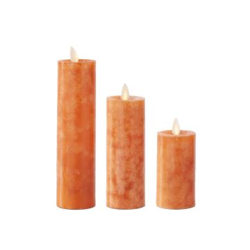 K&K Interiors Orange Wax Slim Indoor Pillar Luminara Candle