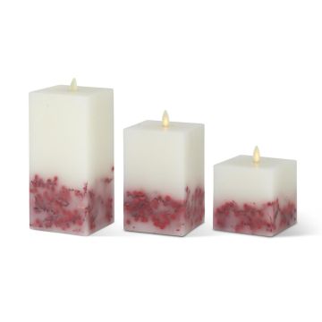 K&K Interiors White Wax Berry Indoor Square Luminara Candle