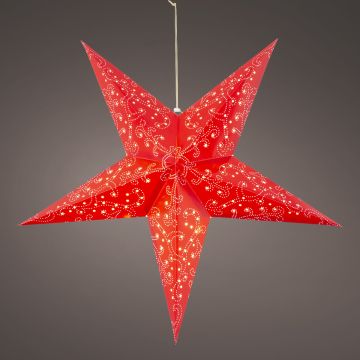 Lumineo 23" LED Red Paper 5 Point Star with Cut Outs