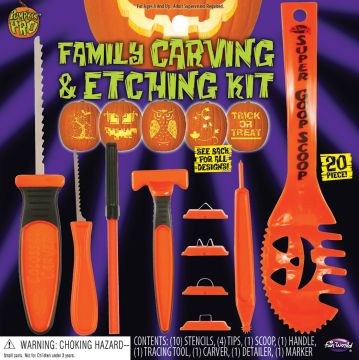 Fun World Pumpkin Pro 20 Piece Family Carving & Etching Kit