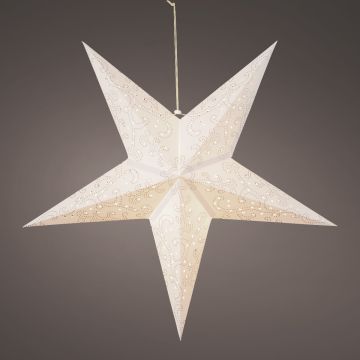 Lumineo 23" LED White Paper 5 Point Star with Cut Outs