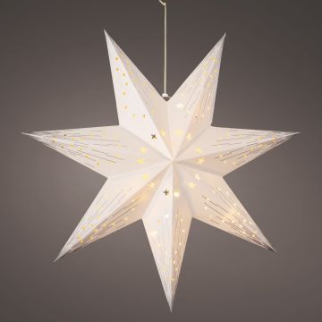 Lumineo 15" LED White Paper 7 Point Star with Cut Outs