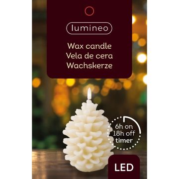 Lumineo LED Wick Candle Battery Operated, Pinecone Cream