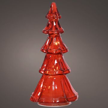 Lumineo Micro LED Red Tree Glass 11", Warm White 