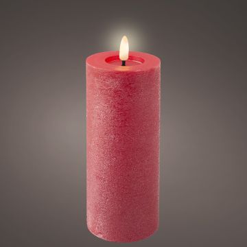 Lumineo LED Pillar Red Candle Wax Flat Top with Pit, Warm White