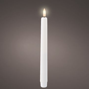 Lumineo LED Wick Dinner Candle Plastic Carved and Flat Top, Warm White  