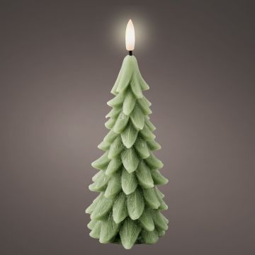 Lumineo LED Wick Candle Wax Green Tree, Warm White 