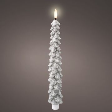 Lumineo LED Wick Dinner Candle Wax Silver Taper Tree, Warm White