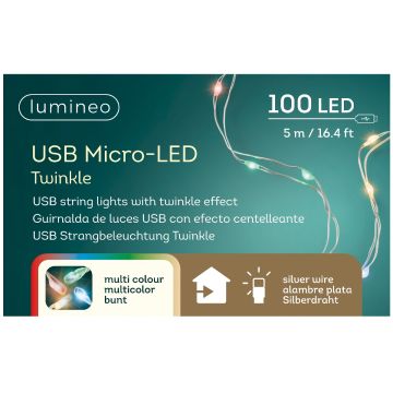 Lumineo Micro LED USB String Lights, Multi-color, 100 Lights