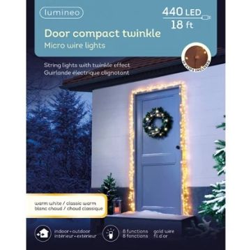 Lumineo Micro LED Door Compact Lights, Gold & Warm White, 440 Lights