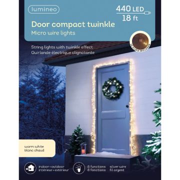 Lumineo Micro LED Door Compact Lights, Silver & Warm White, 440 Lights