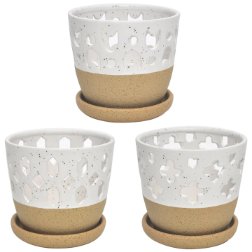 Border Concepts, Arabesque Orchid Pot, White Sand (assorted pattern)