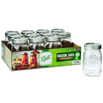 Ball® Regular Mouth Mason Jars & Lids, 16oz, 12 pack