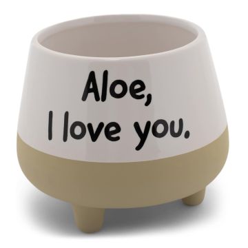 Napco, "Aloe, I Love You" Footed Ceramic Cache, 3.25"