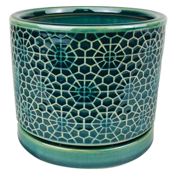 Border Concepts, Amelia Cylinder with Attached Saucer, Turquoise