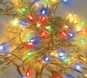 Holiday Bright Lights LED, Rice Lights 5MM Multi Battery Operated Clear Cord, 100L/32.5FT