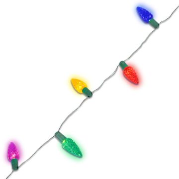 Holiday Bright Lights LED, C6 Faceted Multi Battery Operated Green Cord, 30L/9.5FT