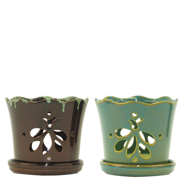 Border Concepts, Butterfly Orchid Pot, 8" (brown or green)