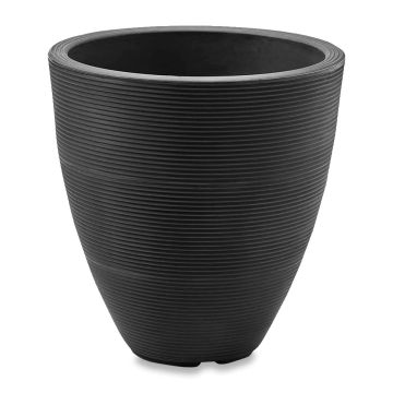 Crescent, Delano Ribbed Planter, Caviar Black, 16"