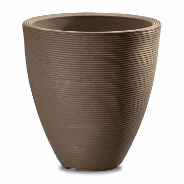 Crescent, Delano Ribbed Planter, Mocha, 16"