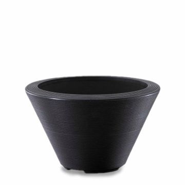 Crescent, Gramercy Contemporary Round Planters, Caviar Black