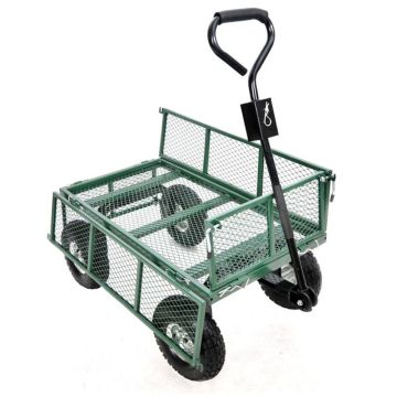 Green Thumb 70108 4 Wheel Mesh Garden Cart With Sidewalls 