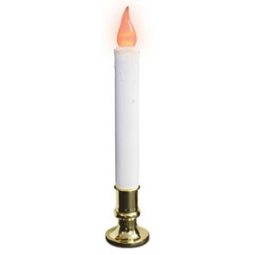 Sylvania Candle, White with Brass Base, Plug-In, 9"