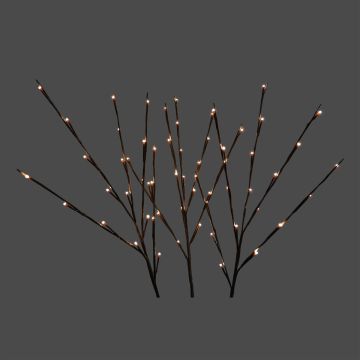 Holiday Bright Lights LED, 3 Stems 5MM Warm White Steady 3FT, Brown