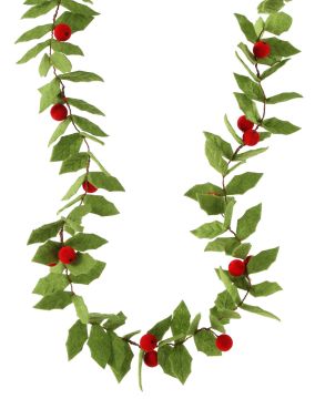 Regency Flocked Felt Holly Berry Trim 48IN