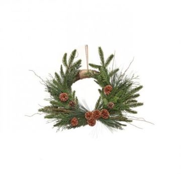 Regency Mixed Greens with Cones Swag Artificial Wreath 22IN