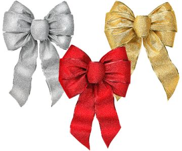 Shimmering Christmas Glitters Wired Bow, Assorted