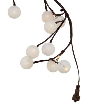 Kurt Adler Cotton Ball Light Brown Vine Garland Warm White LED 48L/6FT