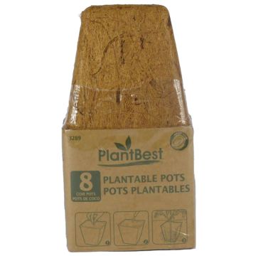 Plant Best 3.00" Biodegradable Square Coconut Coir Pot, 8 Pk