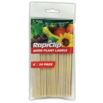 RapiClip Wood Plant Labels, 6", 24 Pack