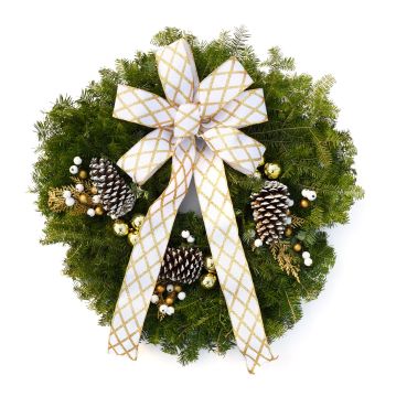 Wreath, Gertens Signature Traditional Christmas Wreath 'White'