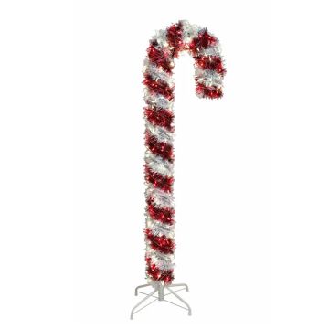 Kurt Adler Tinsel Candy Cane with LEDs 400L/5FT